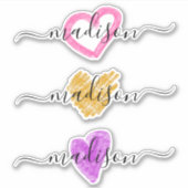 Op maat gemaakte handgeschreven naam monogram hart sticker (Voorkant)