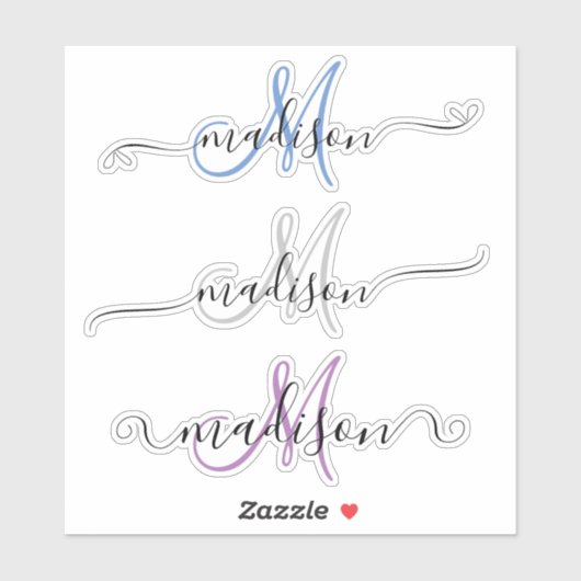 Op maat gemaakte handgeschreven naam monogram kall sticker (Vel)