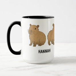 Op maat gemaakte handgetekende knuffel capybara ko mok