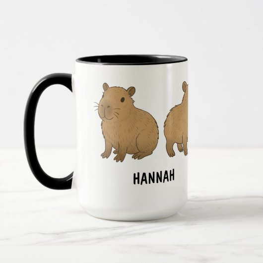 Op maat gemaakte handgetekende knuffel capybara ko mok (Links)