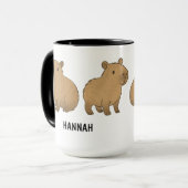 Op maat gemaakte handgetekende knuffel capybara ko mok (Voorkant links)