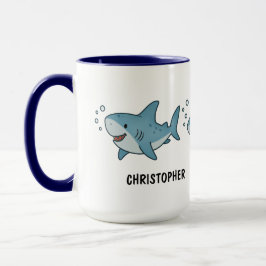Op maat gemaakte handgetekende leuke haaien koffie mok