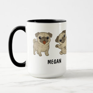 Op maat gemaakte handgetekende leuke Pug-hond koff Mok