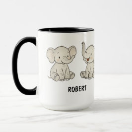 Op maat gemaakte handgetekende olifant koffie mok