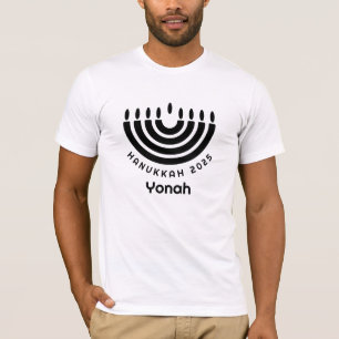 Op maat gemaakte Hanukkah 2025 Menorah Minimalisti T-shirt