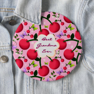 Op maat gemaakte helder roze bloemen kersenpatroon ronde button 6,0 cm