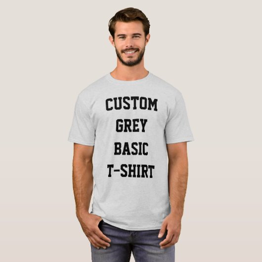 Op maat gemaakte heren BASIC GRIJZE T-SHIRT (Voorkant volledig)