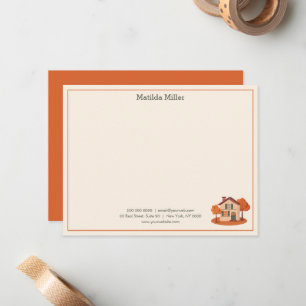 Op maat gemaakte herfst-huis-notitiekaart voor vas notitiekaartje