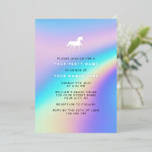 Op maat gemaakte holografische moderne elegante ee folie uitnodiging (Staand Voorkant)