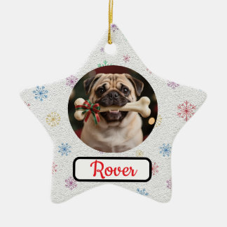 Op maat gemaakte hond en bot huisdier ster Kerstmi Keramisch Ornament