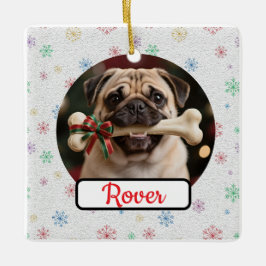 Op maat gemaakte hond en bot huisdier vierkante ke keramisch ornament