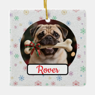 Op maat gemaakte hond en bot huisdier vierkante ke keramisch ornament