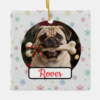Op maat gemaakte hond en bot huisdier vierkante ke keramisch ornament
