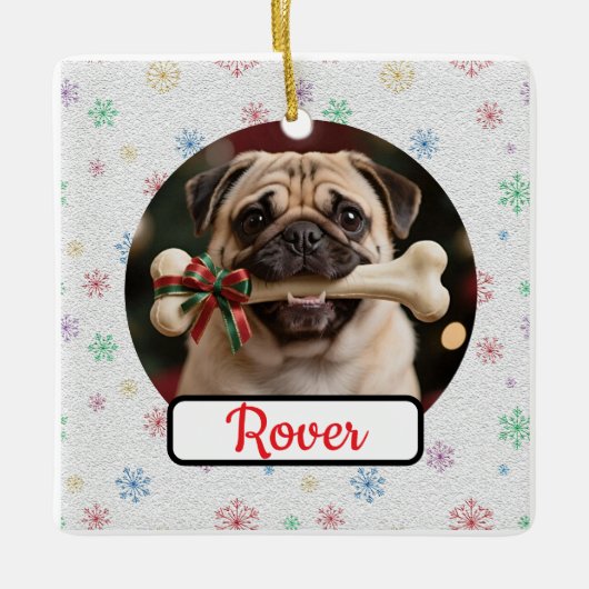 Op maat gemaakte hond en bot huisdier vierkante ke keramisch ornament (Voorkant)
