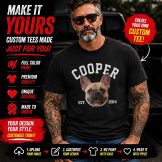 Op maat gemaakte hondengezicht & naam, huisdier Fo T-shirt
