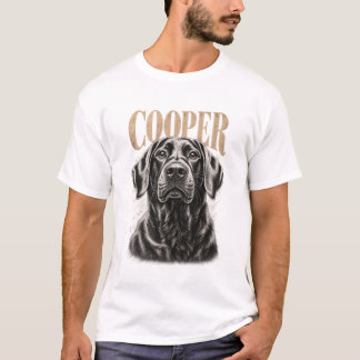 Op maat gemaakte hondenportret in vintage graveers t-shirt