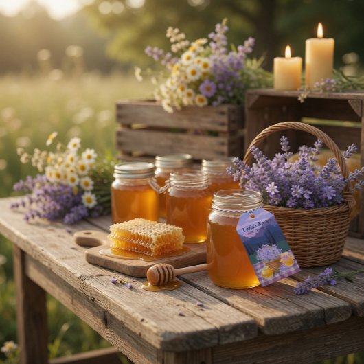 Op maat gemaakte honing & lavendel cadeaulabel