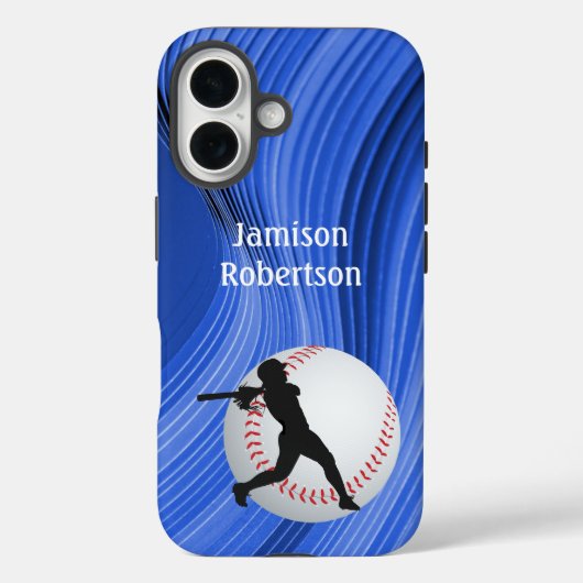 Op maat gemaakte honkbal met speler en bal Case-Mate iPhone case (Achterkant)