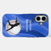Op maat gemaakte honkbal met speler en bal Case-Mate iPhone case (Achterkant (horizontaal))