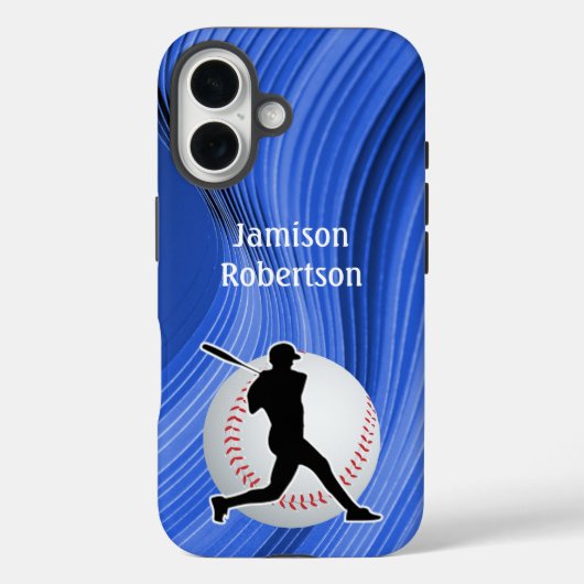 Op maat gemaakte honkbal met speler en bal Case-Mate iPhone case (Achterkant)