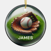 Op maat gemaakte honkbal nep glas-orb look keramisch ornament (Voorkant)