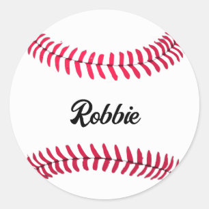 Op maat gemaakte honkbal rood wit gepersonaliseerd ronde sticker