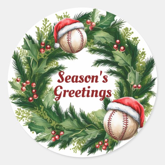 Op maat gemaakte honkbal Santa Cap  Ronde Sticker (Voorkant)