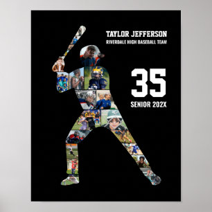 Op maat gemaakte honkbalspeler fotocollage Sport Poster