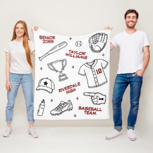 Op maat gemaakte honkbaltekening voor Senior Night Fleece Deken