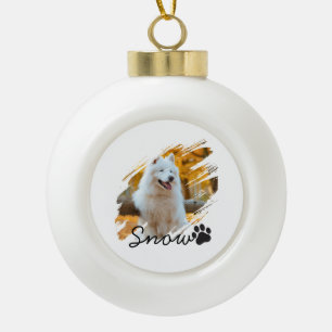 Op maat gemaakte huisdier foto & naam Moderne pens Keramische Bal Ornament