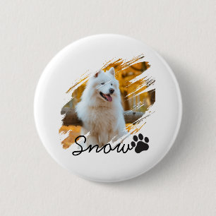 Op maat gemaakte huisdier foto & naam Moderne pens Ronde Button 5,7 Cm