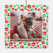 Op maat gemaakte huisdierfoto Rood groene pootafdr Keramisch Ornament (Achterkant)