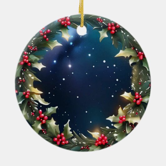 Op maat gemaakte hulstbeskrans herinnering keramisch ornament (Achterkant)