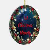 Op maat gemaakte hulstbeskrans herinneringsstuk keramisch ornament (Rechts)