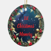 Op maat gemaakte hulstbeskrans herinneringsstuk keramisch ornament (Links)