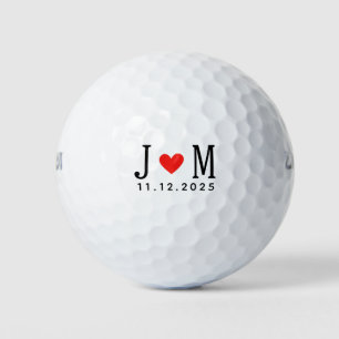 Op maat gemaakte huwelijks Koppel Naam Datum Rood Golfballen
