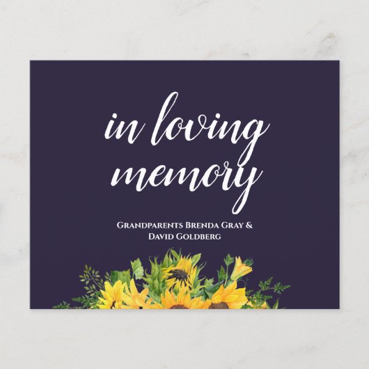 Op maat gemaakte huwelijksborden Navyblauw Gele Zo (Voorkant)