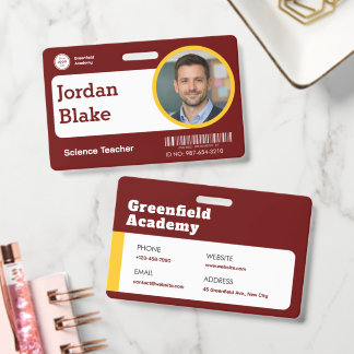Op maat gemaakte ID-badge voor docenten met school Badge