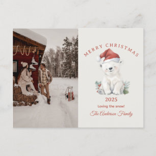 Op maat gemaakte ijsbeer watercolor Kerst foto cad Feestdagenkaart