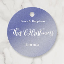 Op maat gemaakte ijsblauwe glitters kerstcadeautag
