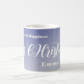 Op maat gemaakte ijsblauwe glitters Kerstmug Koffiemok