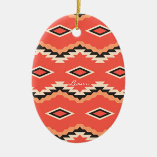Op maat gemaakte inheemse tribale patroon kerstdec keramisch ornament