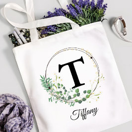 Op maat gemaakte initiaal & naam gepersonaliseerd tote bag