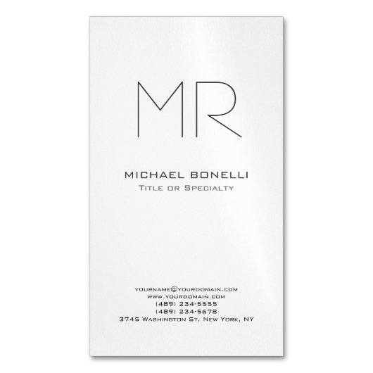 Op maat gemaakte initialen monogrammen magnetisch visitekaartje (Voorkant Verticaal)