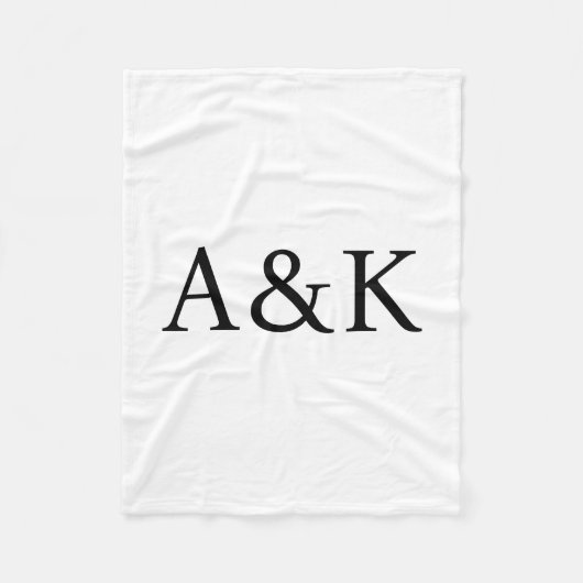 Op maat gemaakte initialen op wit fleece deken (Voorkant)