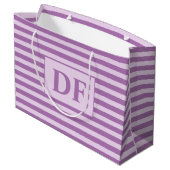 Op maat gemaakte initialen paarse strepen groot cadeauzakje (Achterkant Gekanteld)