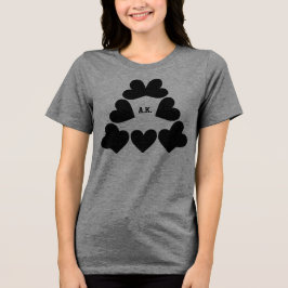 Op maat gemaakte initiële hart driehoek dames Tri-Blend shirt
