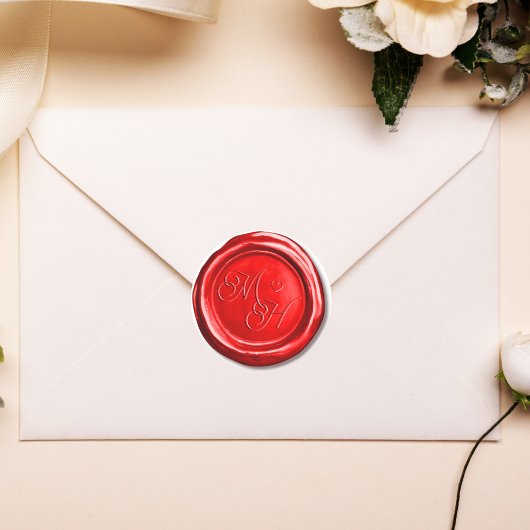 Op maat gemaakte initiële rode retro waszegel trou ronde sticker