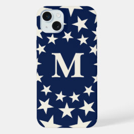 Op maat gemaakte initiële vintage Americana-sterre iPhone 15 Plus Case