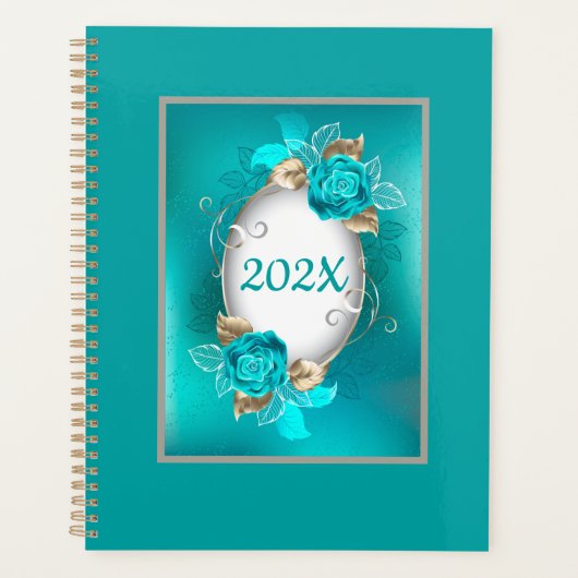 Op maat gemaakte jaarlijkse teal planner (Voorkant)